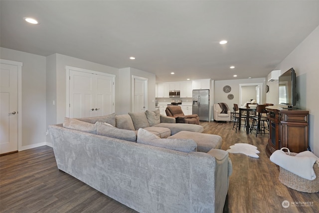 living room featuring dark hardwood / wood-style flooring