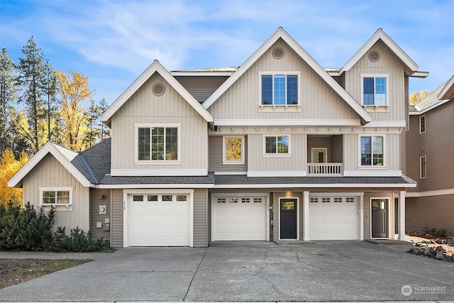 view of front of home with a garage