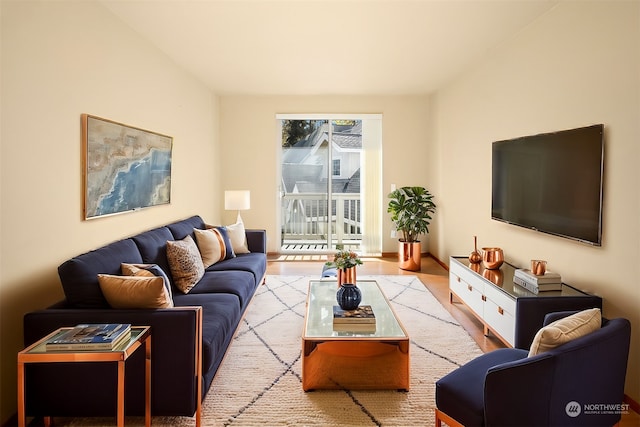 living room featuring light wood-type flooring