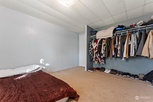 bedroom with a closet and carpet flooring