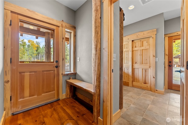 foyer featuring light wood-type flooring