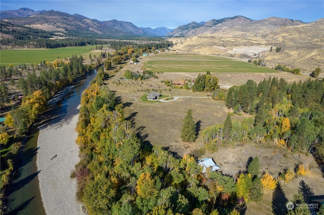 bird's eye view with a mountain view