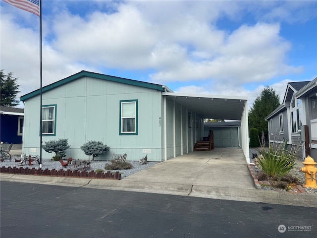 view of home's exterior with a carport