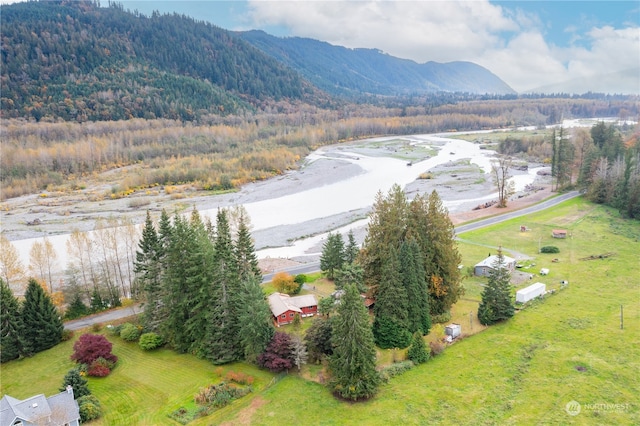 aerial view featuring a mountain view