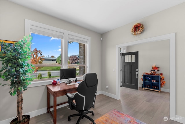 office featuring light hardwood / wood-style floors