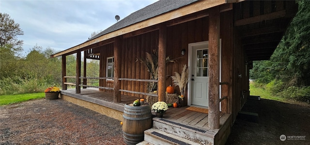 deck featuring covered porch