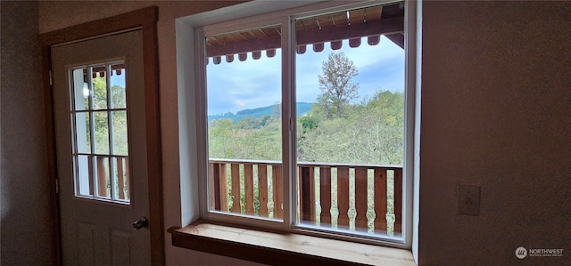 doorway with a mountain view