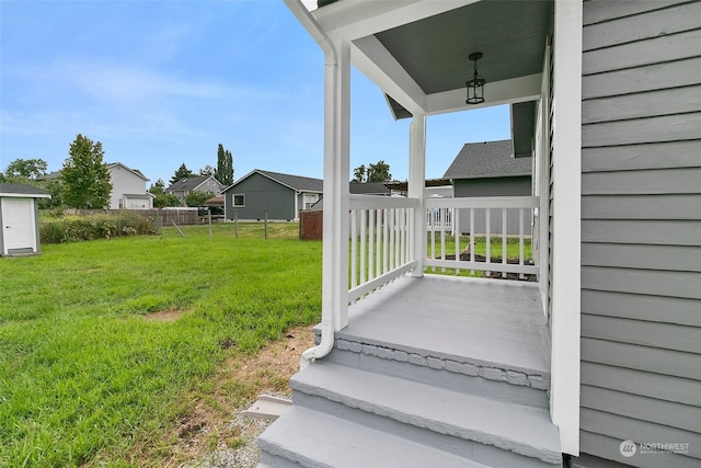 view of yard with a porch