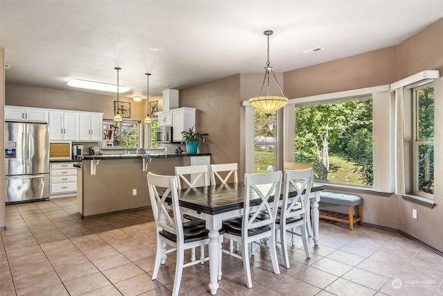 view of tiled dining room