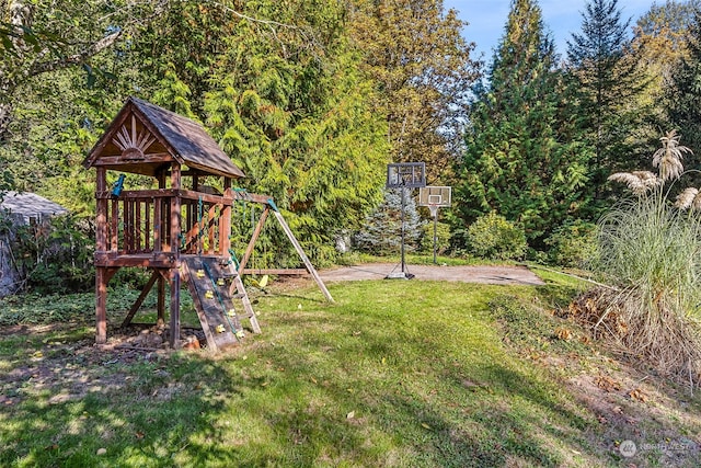 view of yard with a playground