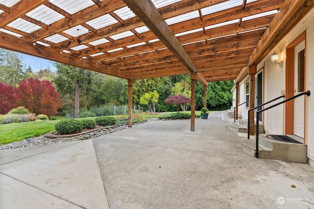 view of patio / terrace featuring a pergola