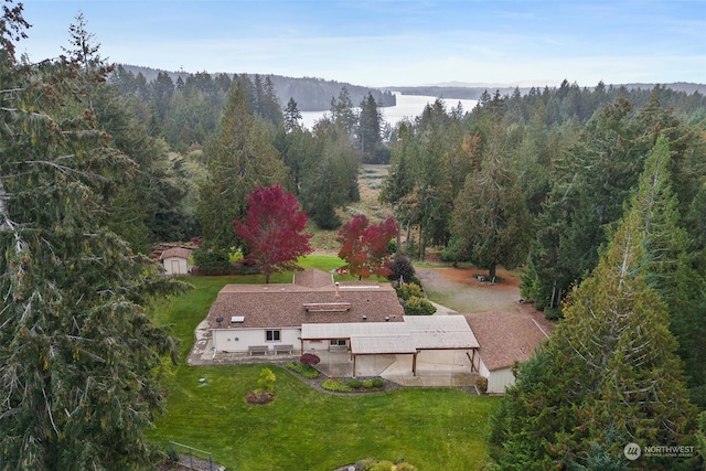 aerial view with a forest view