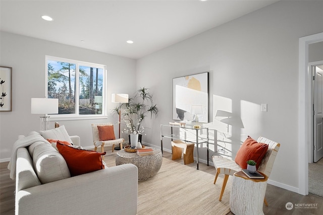 living area featuring hardwood / wood-style flooring