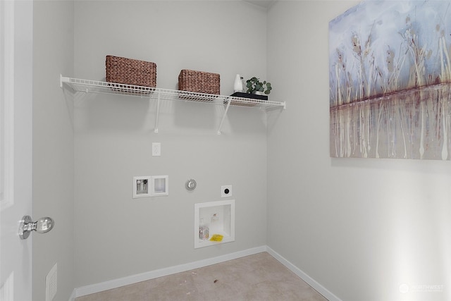 washroom featuring gas dryer hookup, washer hookup, and hookup for an electric dryer