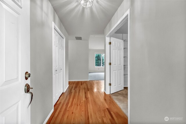 hall featuring light wood-type flooring