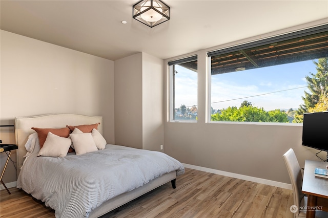 bedroom with hardwood / wood-style floors