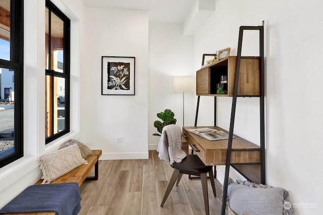 office area with light wood-type flooring