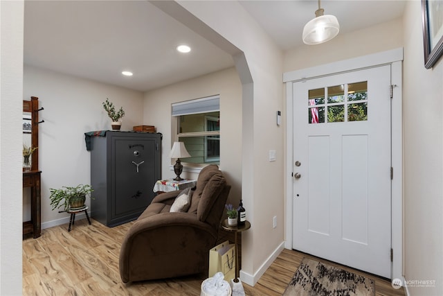 entrance foyer featuring light wood-type flooring