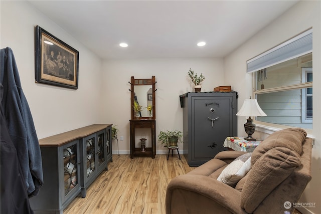 sitting room with light wood-type flooring