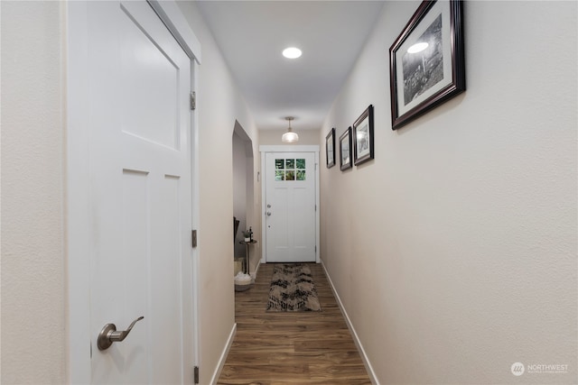 hall featuring dark hardwood / wood-style floors