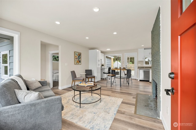 living room featuring light hardwood / wood-style floors