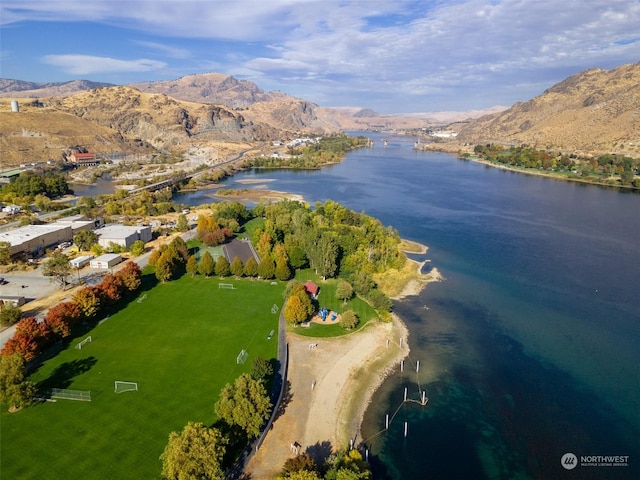 260 Chestnut St, Chelan Falls, WA 98817 - drone / aerial view featuring a water and mountain view