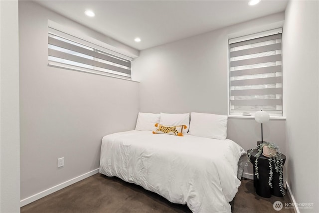 bedroom with baseboards and recessed lighting