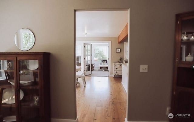 hall featuring light hardwood / wood-style flooring