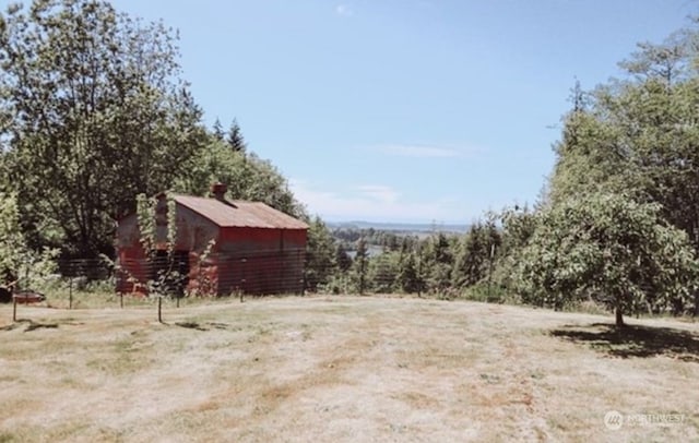 view of yard with an outdoor structure