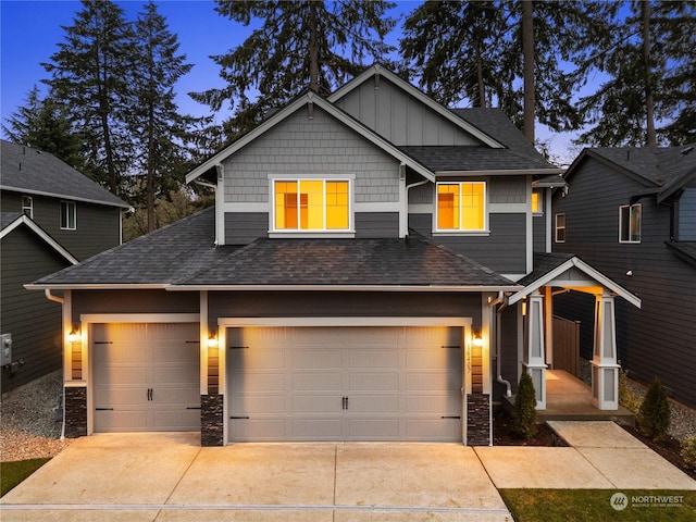 craftsman inspired home featuring a garage