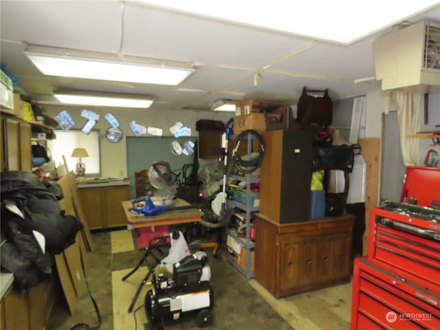 interior space featuring a workshop area