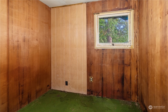 empty room featuring wooden walls