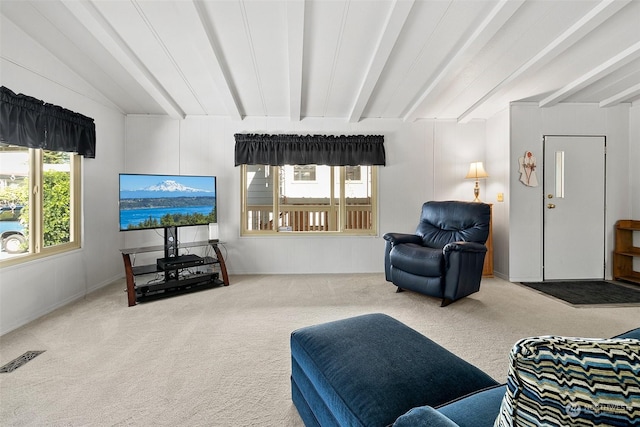 living area with carpet floors