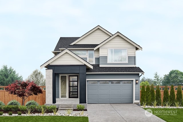 view of front of home with a garage