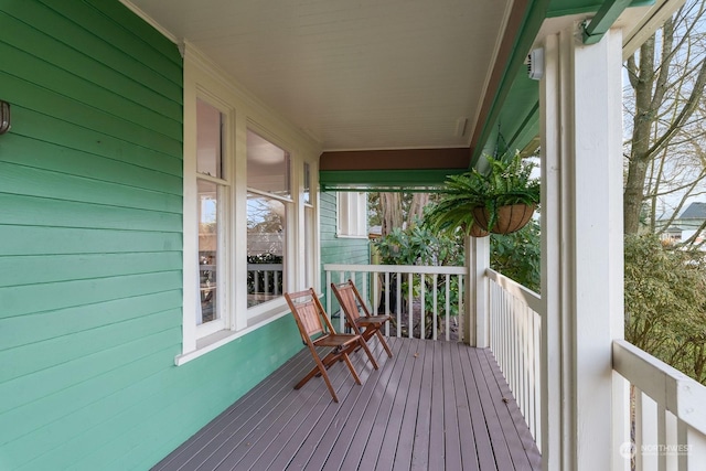 deck featuring a porch