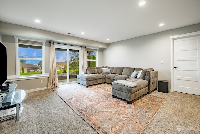 living room with carpet