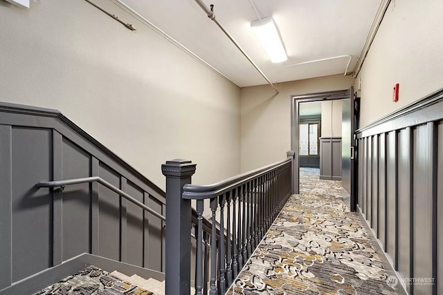 stairway with carpet floors