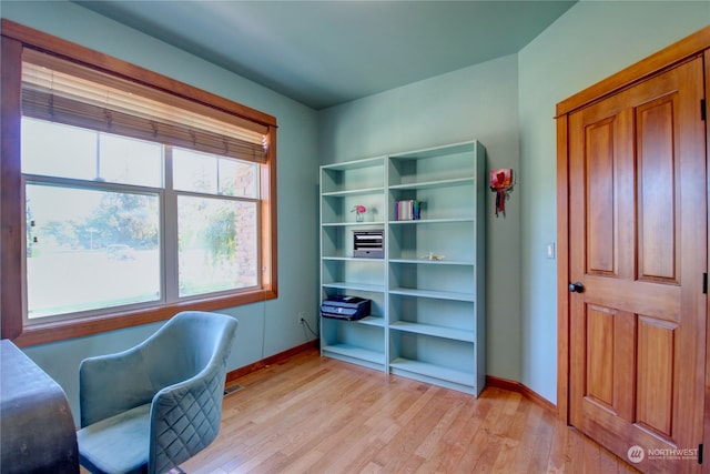 office with light hardwood / wood-style floors