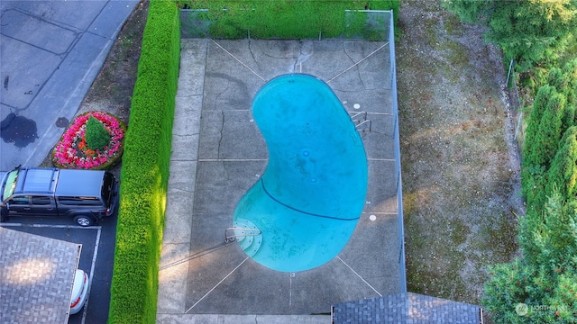 view of swimming pool with a patio