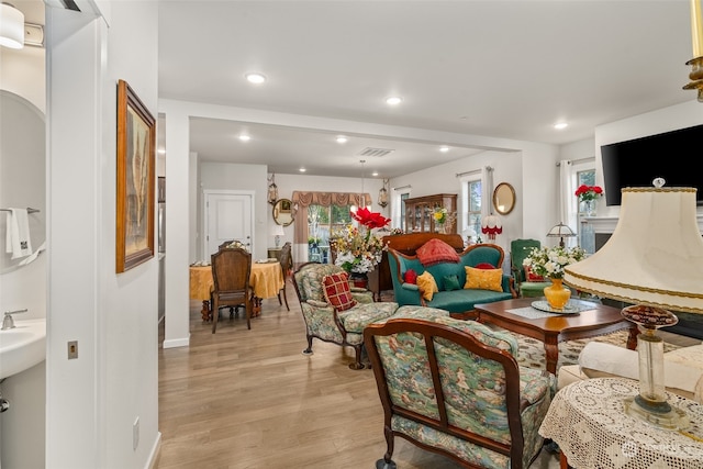 living room featuring light hardwood / wood-style flooring