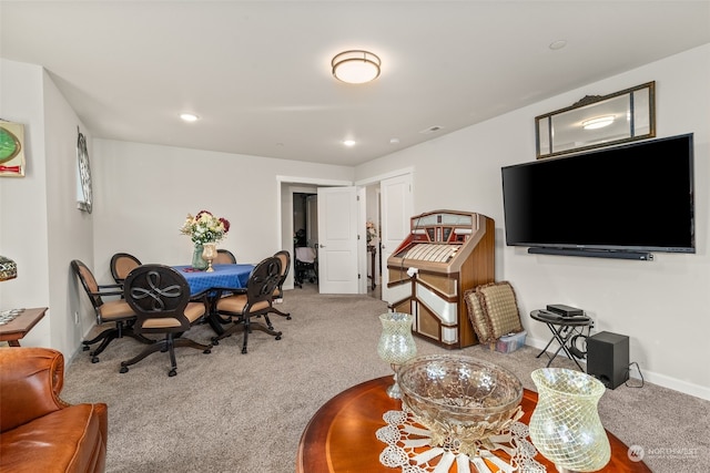 dining area with carpet floors