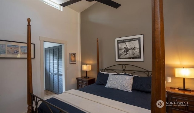96 Forrest Rd, Sequim, WA 98382 - bedroom featuring high vaulted ceiling