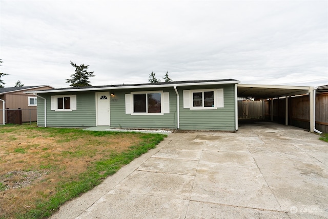 view of front facade featuring a carport