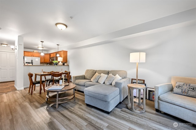 living room featuring light hardwood / wood-style flooring