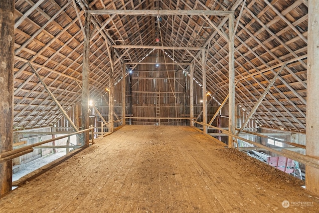 view of unfinished attic