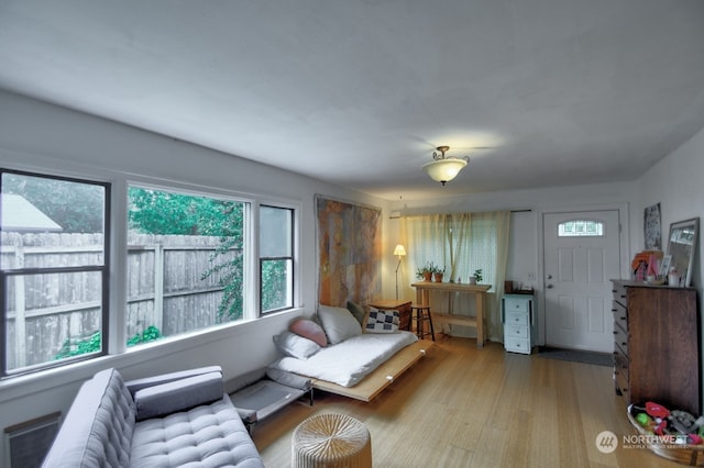 living room with light wood-type flooring