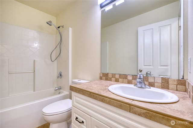 full bathroom featuring vanity, toilet, and shower / bathtub combination