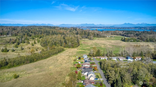 birds eye view of property featuring a mountain view