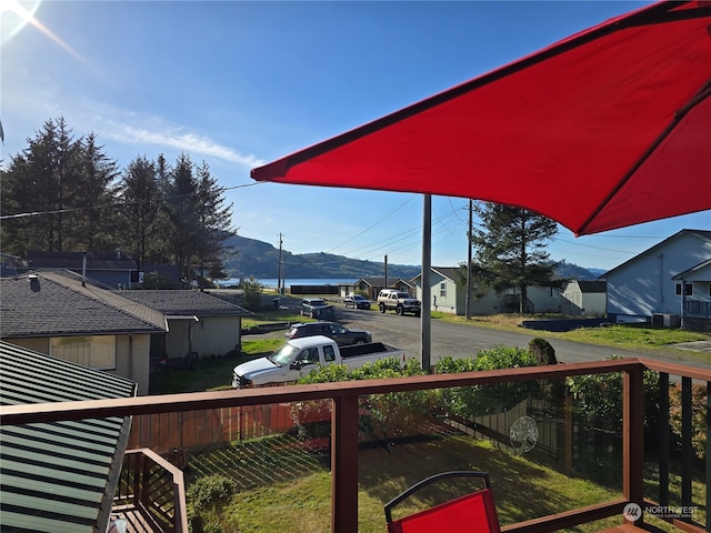 deck featuring a mountain view