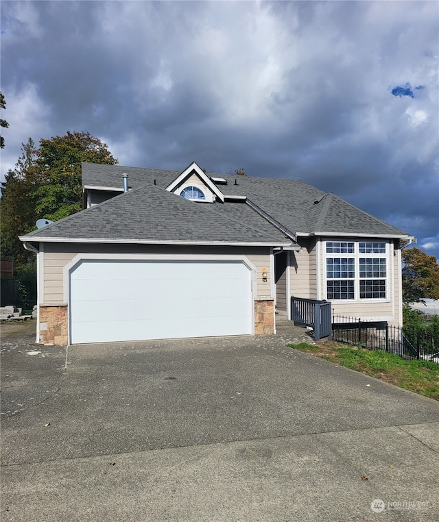 view of front of house with a garage